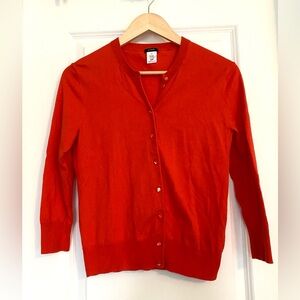 J. Crew Jackie Orange Button-Up Crewneck Cardigan
